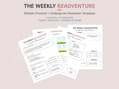 The Weekly READventure | Editable Preschool & Kindergarten Classroom Newsletter