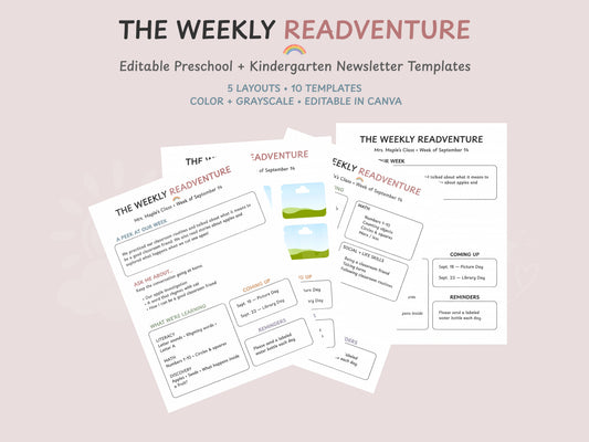 The Weekly READventure | Editable Preschool & Kindergarten Classroom Newsletter