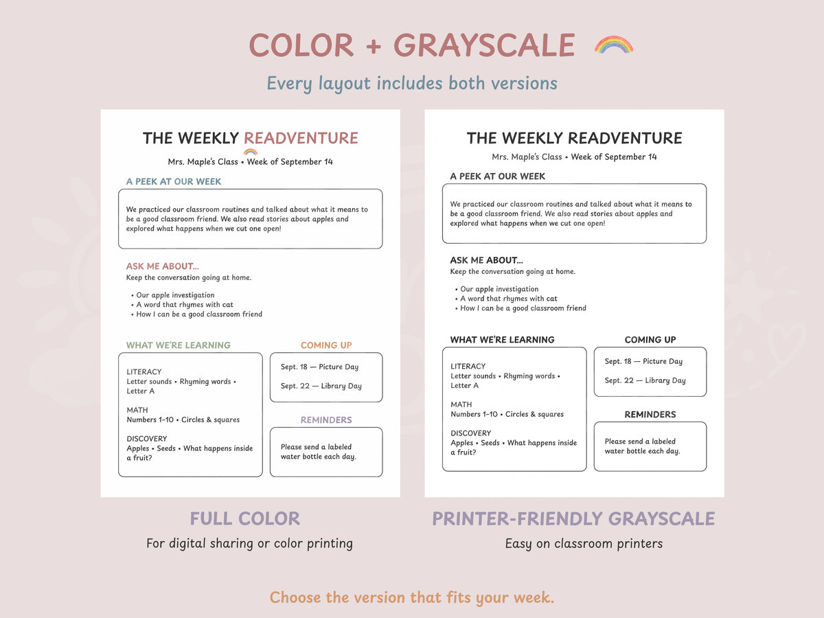 The Weekly READventure | Editable Preschool & Kindergarten Classroom Newsletter