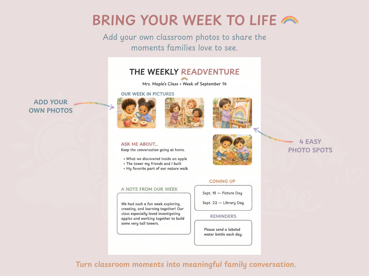 The Weekly READventure | Editable Preschool & Kindergarten Classroom Newsletter