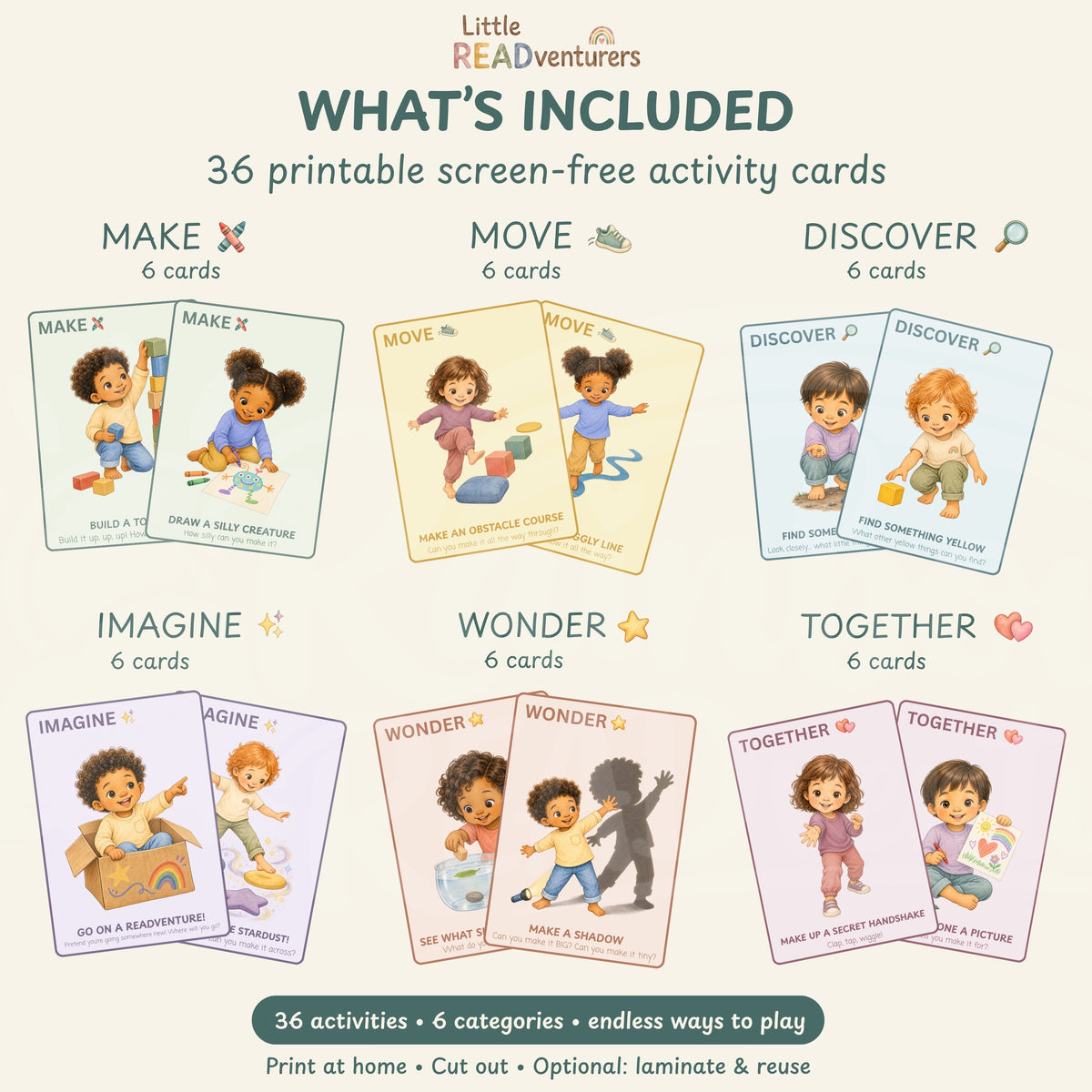Screen-Free Activity Cards for Kids | 36 Printable Activities